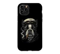 Carcasa para iPhone 11 Pro Pipa para Fumar Perros Boston Terrier, Nautical Captain Dog Aver