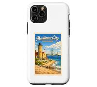 Carcasa para iPhone 11 Pro Póster de Viaje Vintage de Michigan Mackinaw City Up North MI