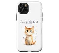 Carcasa para iPhone 11 Pro Proverbs 3:5 Trust in The Lord - Women Girls Cat Verse