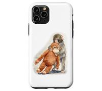 Carcasa para iPhone 11 Pro Punch - Lindo bebé Mono y orangután Peluche Juguete Acuarela