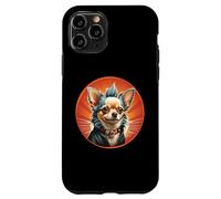 Carcasa para iPhone 11 Pro Punk Chihuahua Mohawk Chaqueta de Cuero Treat Bone Rock Pet Dad