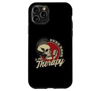 Carcasa para iPhone 11 Pro Punk Rock Is My Therapy Skull Music Cráneo Retro Vintage