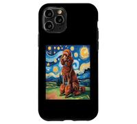 Carcasa para iPhone 11 Pro Red Poodle Dog Van Gogh Style Starry Night