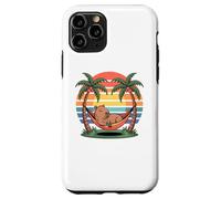 Carcasa para iPhone 11 Pro Relaxing Capybara, Sunset, Palm Tree, Summer capy Vacation