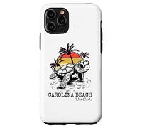 Carcasa para iPhone 11 Pro Retro Carolina Beach Cute Sea Turtle Art NC Vacaciones Familiares