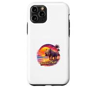 Carcasa para iPhone 11 Pro Retro Rhino Sunset Tropical Beach Ilustración