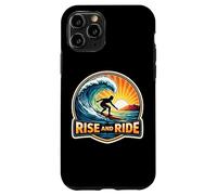 Carcasa para iPhone 11 Pro Rise and Ride Surfer Mañana Surfing Tabla de Surf Cita Vintage