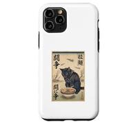 Carcasa para iPhone 11 Pro Samurai Gato Negro Comiendo Ramen Escena de Guerra Arte Edo Hombres Mujeres