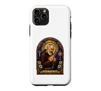 Carcasa para iPhone 11 Pro San Padre Pío Católico Devocional Gótico Mosaico Icono Arte