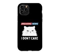 Carcasa para iPhone 11 Pro Sarcastic Cat Breaking News I Dont Care Funny Slogan Graphic