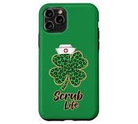 Carcasa para iPhone 11 Pro Scrub Life Nurse Green Leopard Shamrock Día de San Patricio