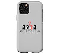 Carcasa para iPhone 11 Pro Ser Diferente, Flamenco Rosa Entre los pingüinos