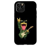 Carcasa para iPhone 11 Pro Shiba Inu Dog Guitarra Militar Rockstar Punk Metal Gráfico