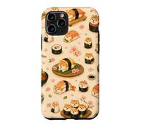 Carcasa para iPhone 11 Pro Shiba Inu Lindo Sushi Divertido Comida Japonesa Rosa Floral