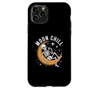 Carcasa para iPhone 11 Pro Skeleton on Crescent Moon Spooky Gothic Stars Sky Art