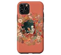 Carcasa para iPhone 11 Pro Skeleton Reading Book Floral Wreath Boho Botanical Art
