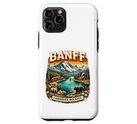 Carcasa para iPhone 11 Pro Souvenir del Parque Nacional Retro Mountain Scenic de Banff, Canadá
