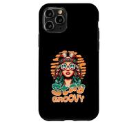 Carcasa para iPhone 11 Pro Stay Groovy Retro Hippie Woman Peace Sign Sunset