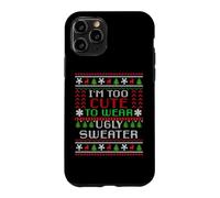 Carcasa para iPhone 11 Pro Suéter Feo con Texto en inglés I'm Too Cute to Wear Christmas