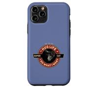 Carcasa para iPhone 11 Pro Super Gato Negro Gato Indio Motocicleta Retro Cool