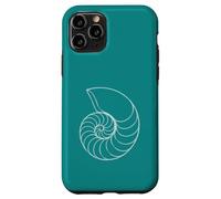 Carcasa para iPhone 11 Pro Teal Minimalista Nautilus Shell Line Art Ocean