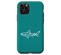 Carcasa para iPhone 11 Pro Teal Shark Line Art Minimalista Surfer