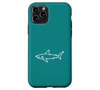 Carcasa para iPhone 11 Pro Teal Shark Line Art Minimalista Surfer