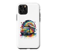 Carcasa para iPhone 11 Pro Tie Dye School Bus Art Psychedelic Retro Colors Futuristic