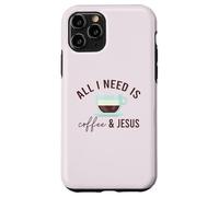 Carcasa para iPhone 11 Pro Todo LO Que Necesito ES CAFÉ & JESÚS Divertido Meme Cristiano con cafeína