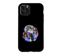 Carcasa para iPhone 11 Pro Tres Basset Hounds aúllan en la Luna, Padre de Perro Amante del Basset Hound
