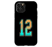 Carcasa para iPhone 11 Pro Uniforme de Jugador número 12, Color Verde Menta, Verde Azulado, Naranja, número 12