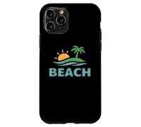 Carcasa para iPhone 11 Pro Vacaciones en la Playa Minimal Palmera Atardecer Costera Océano Vibes
