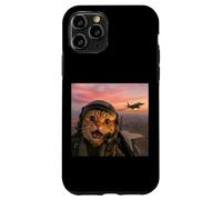 Carcasa para iPhone 11 Pro Vintage Fighter Pilot Cat Cool Look Aviación Selfie Art