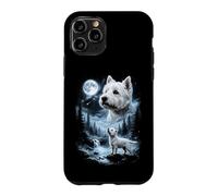 Carcasa para iPhone 11 Pro West Highland White Terrier Howling to The Moon Retro 90