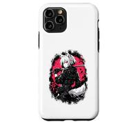 Carcasa para iPhone 11 Pro Wolf Anime Girl Samurai Katana Rosa Negro Diseño Estético