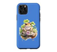 Carcasa para iPhone 11 Pro Womens Girls Watercolor Cottagecore Clover Frog Lover