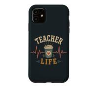 Carcasa para iPhone 11 Profesor Vida Café Latidos del corazón Escuela Educador Humor