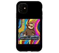 Carcasa para iPhone 11 Psicodélico DJ Sloth Techno EDM Música Dance