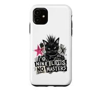 Carcasa para iPhone 11 Punk Cat Nine Lives No Masters Mohawk Anarchy
