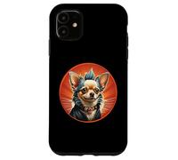 Carcasa para iPhone 11 Punk Chihuahua Mohawk Chaqueta de Cuero Treat Bone Rock Pet Dad