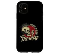 Carcasa para iPhone 11 Punk Rock Is My Therapy Skull Music Cráneo Retro Vintage