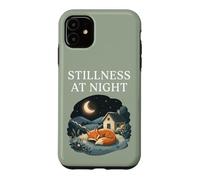 Carcasa para iPhone 11 Quietud En La Noche Durmiendo Fox Acogedor Luna Calma Cottagecore