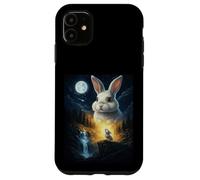Carcasa para iPhone 11 Rabbit Howling to The Moon Vintage Funny Rabbit
