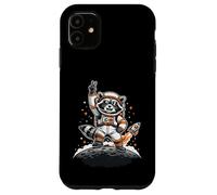 Carcasa para iPhone 11 Raccoon Astronaut On The Moon with Rocket Retro Space Iconic