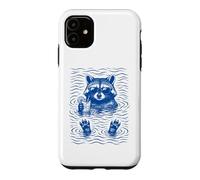 Carcasa para iPhone 11 Raccoon Bath Water Swimming Ripples Cool Raccoon Face