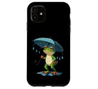 Carcasa para iPhone 11 Rana Relajada con Paraguas en un Día Lluvioso