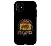 Carcasa para iPhone 11 Recuerdo de Bisonte Vintage del Parque Nacional Badlands de Dakota del Sur