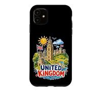 Carcasa para iPhone 11 Recuerdo de Viaje de Castillos con Bandera del Reino Unido