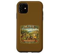 Carcasa para iPhone 11 Recuerdo Vintage del mar mediterráneo con Etiqueta de Caja de Olivo Puglia