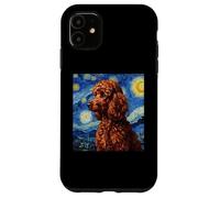 Carcasa para iPhone 11 Red Poodle Dog Van Gogh Style Starry Night